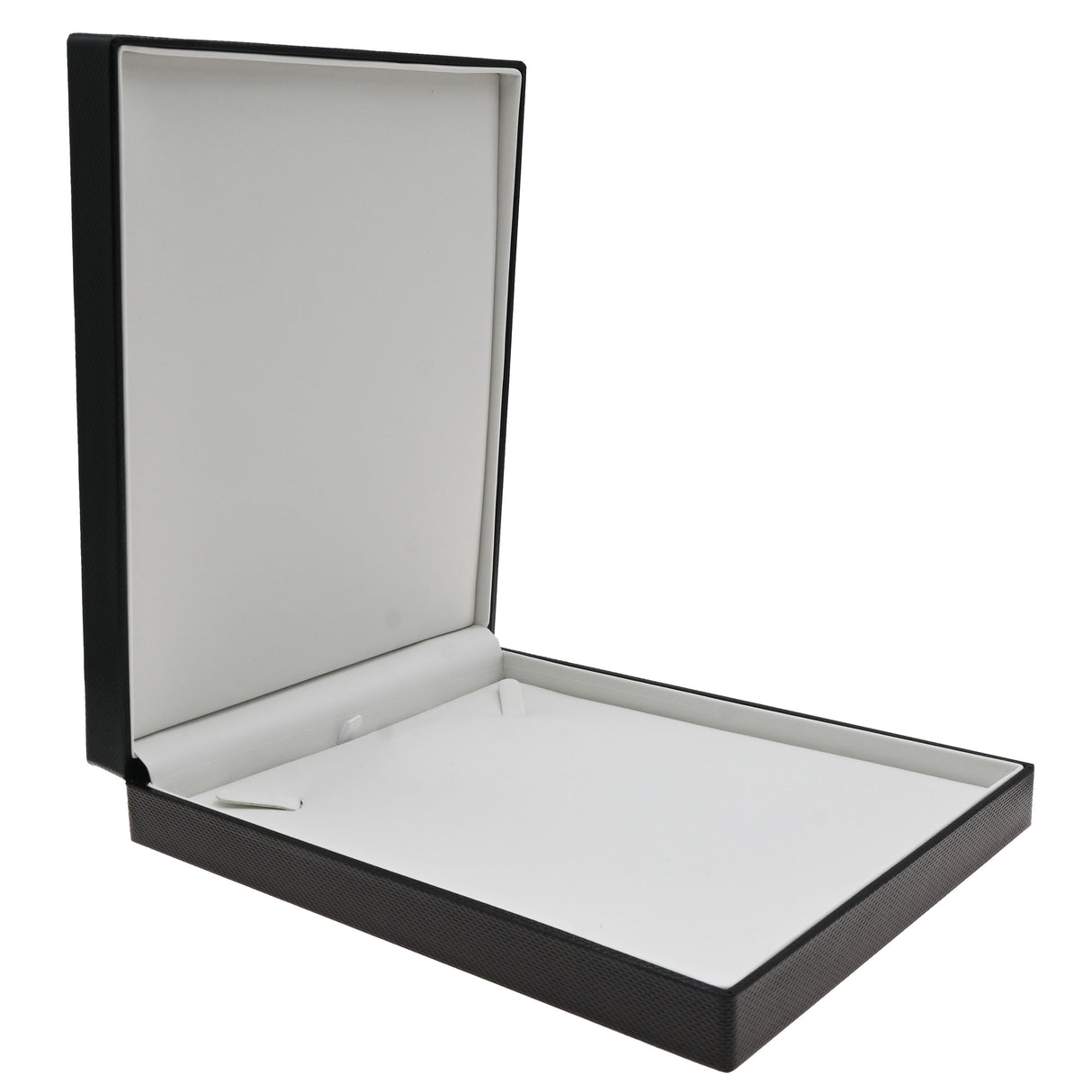 Premium Textured Black Leatherette Jewelry Necklace Box