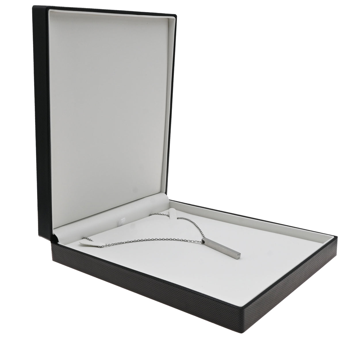 Premium Textured Black Leatherette Jewelry Necklace Box