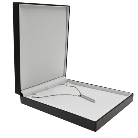 Premium Textured Black Leatherette Jewelry Necklace Box
