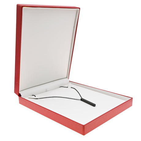 Premium Textured Red Leatherette Jewelry Necklace Box