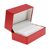 Premium Red Textured Leatherette Dual Jewelry Ring Box