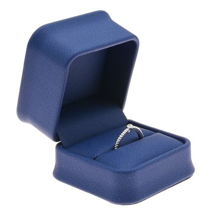 Navy Blue Leatherette Single Ring Jewelry Packaging Box
