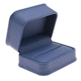 Navy Blue Leatherette Dual Jewelry Ring Gift Boxes