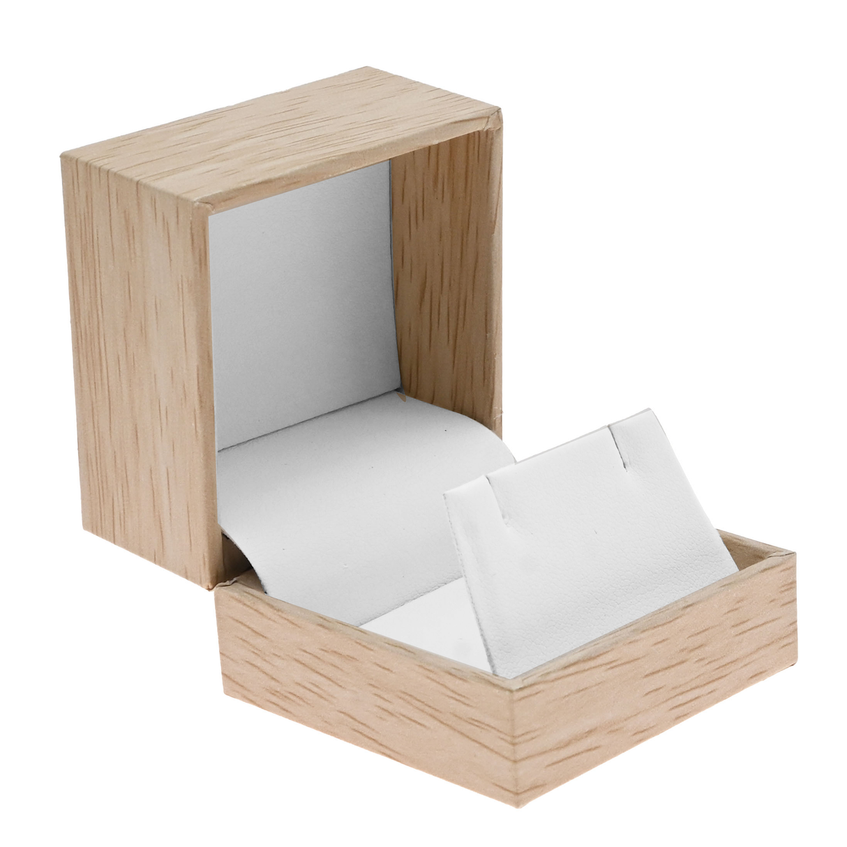Tan Burlap and Faux Natural Wood Jewelry Earring Boxes