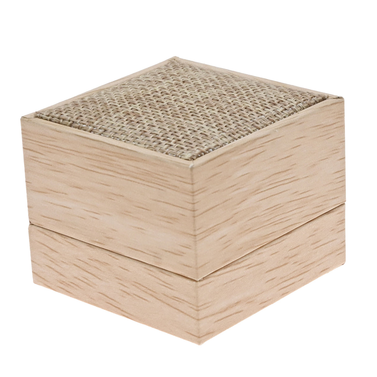 Tan Burlap and Faux Natural Wood Jewelry Earring Boxes