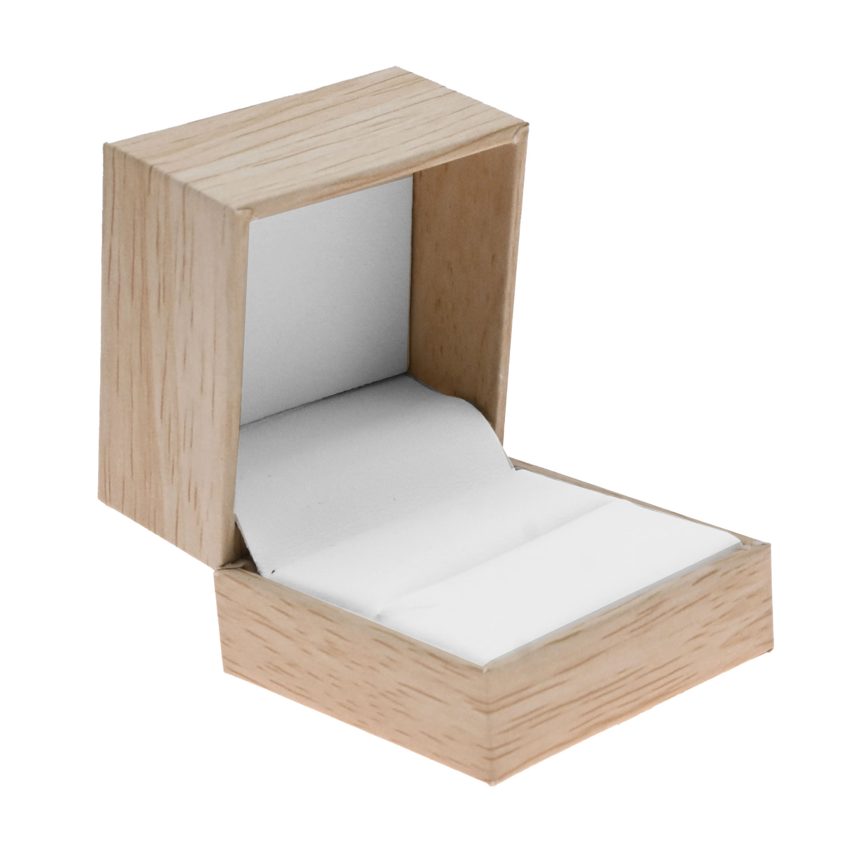 Tan Burlap Faux Natural Wood Jewelry Ring Boxes