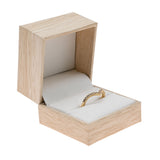 Tan Burlap Faux Natural Wood Jewelry Ring Boxes