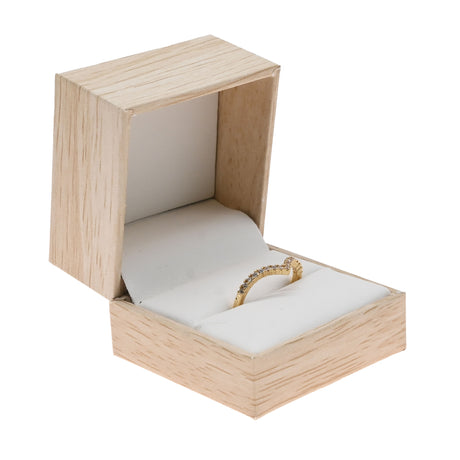 Tan Burlap Faux Natural Wood Jewelry Ring Boxes