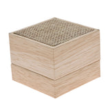 Tan Burlap Faux Natural Wood Jewelry Ring Boxes