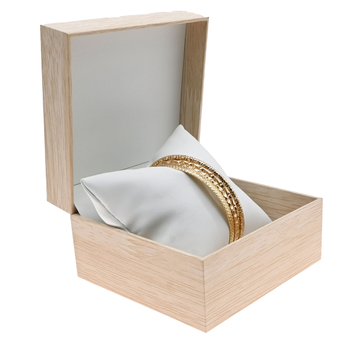 Tan Burlap and Faux Natural Wood Watch / Bracelet Pillow Boxes