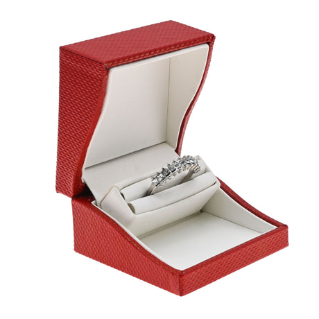 Premium Textured Red Leatherette Single Ring Engagement Jewelry Box