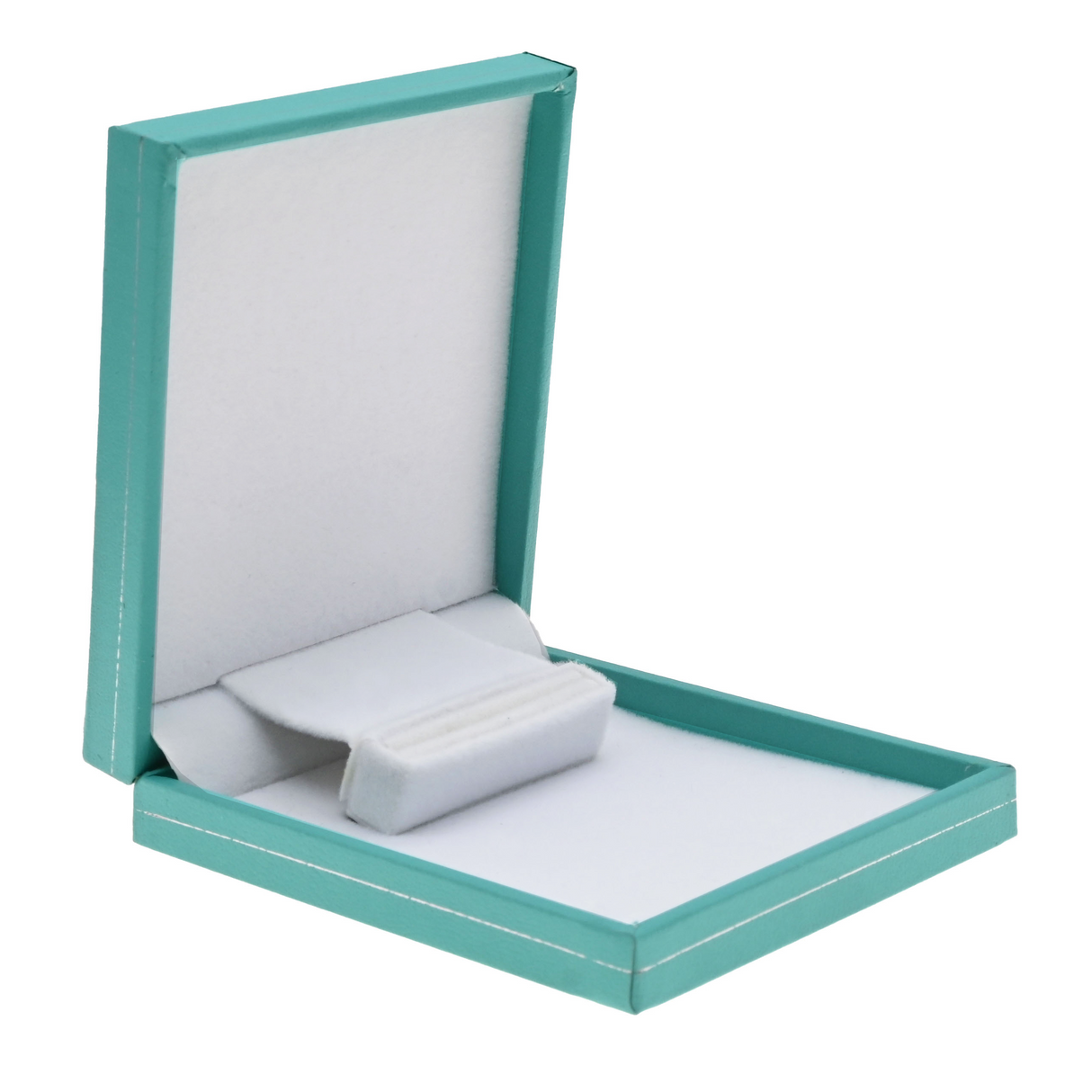 Slim Teal Leatherette Engagement Ring Box with Silver Trim