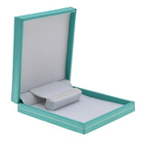 Slim Teal Leatherette Engagement Ring Box with Silver Trim