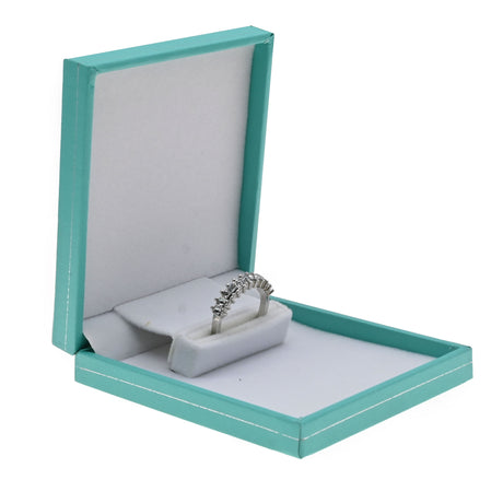 Slim Teal Leatherette Engagement Ring Box with Silver Trim