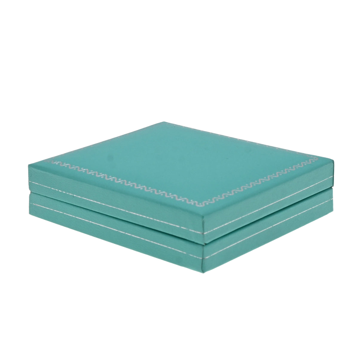 Slim Teal Leatherette Engagement Ring Box with Silver Trim