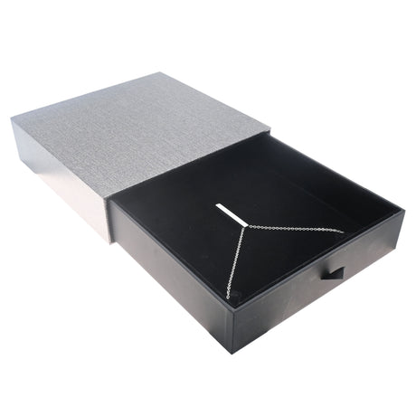 Metallic Grey Slider Large Necklace Box