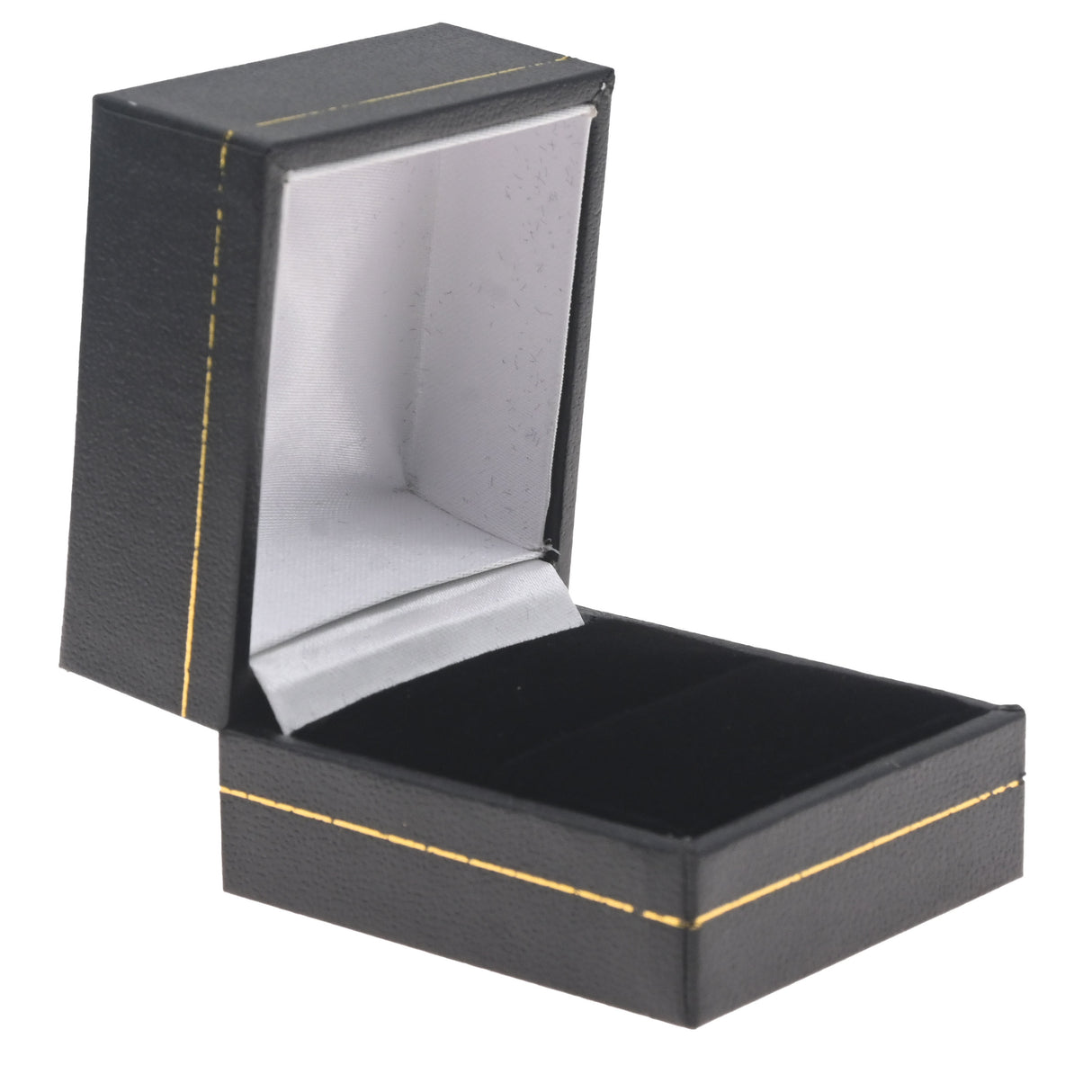 Black Leatherette Ring Box with Gold Trim - Pack of 24