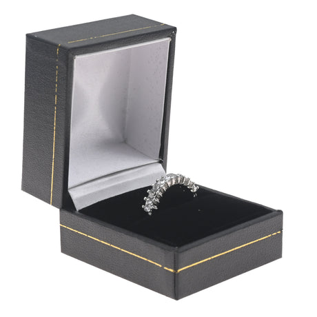 Black Leatherette Ring Box with Gold Trim - Pack of 24