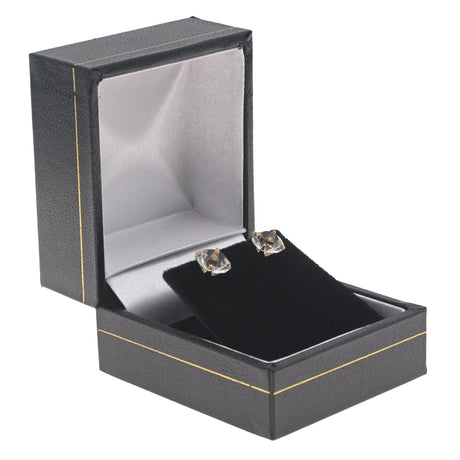 Black Leatherette Earring Box with Gold Trim - Pack of 24