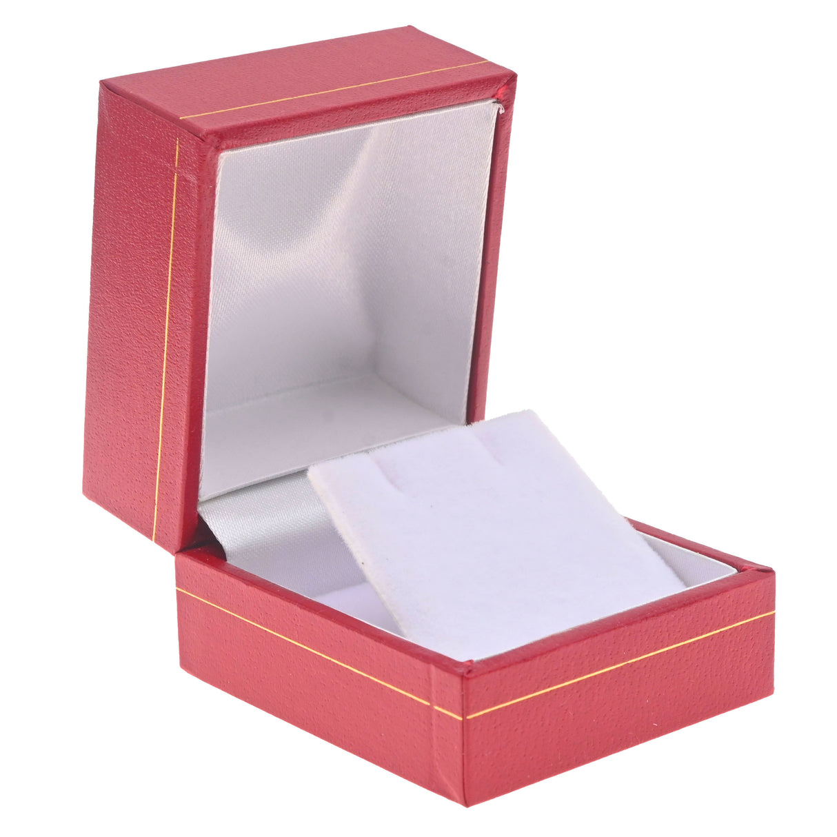 Red Leatherette, Gold Trim, Jewelry Earring Box