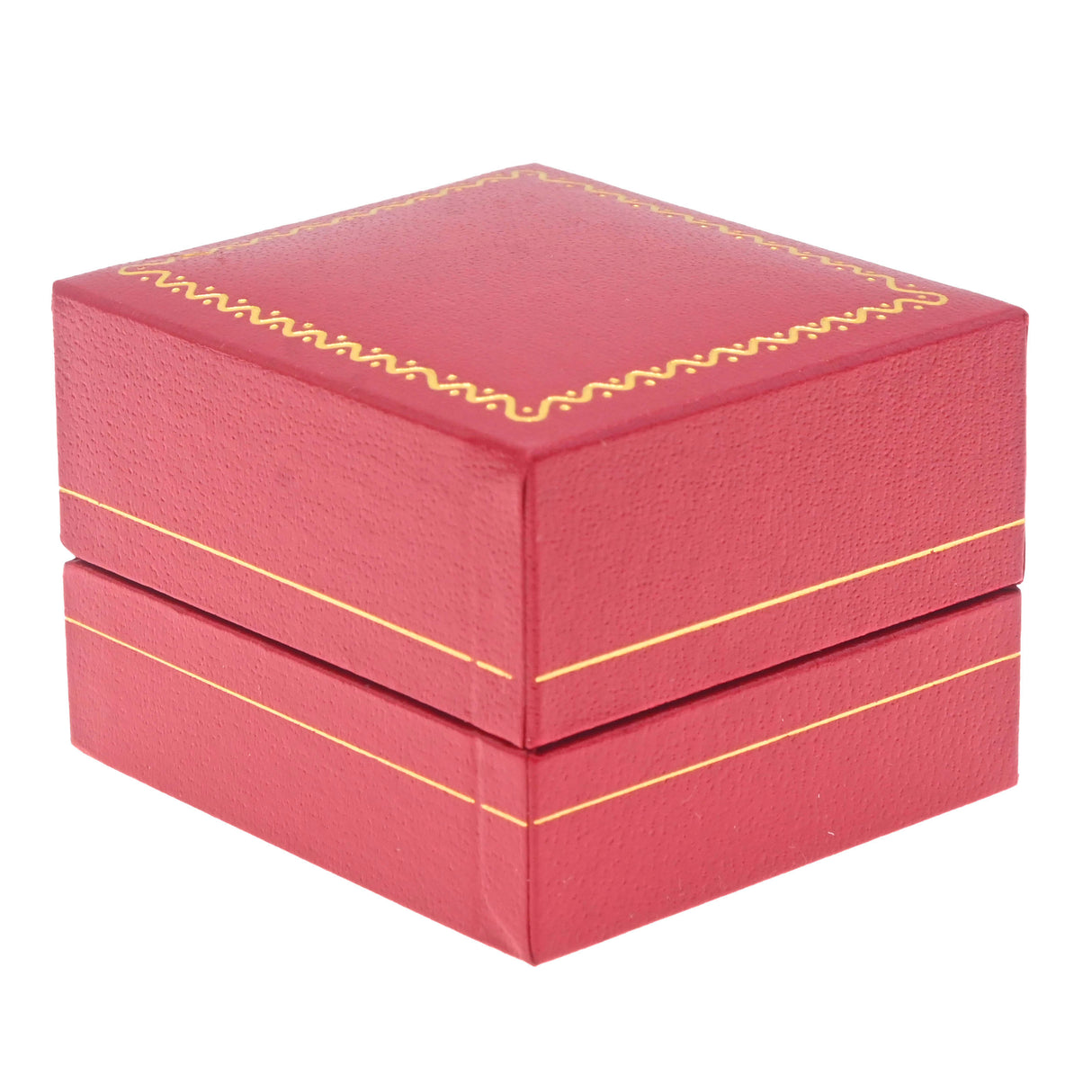 Red Leatherette, Gold Trim, Jewelry Earring Box