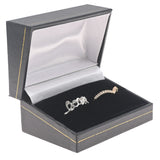 Black Leatherette Dual Ring Box with Gold Trim - Pack of 24