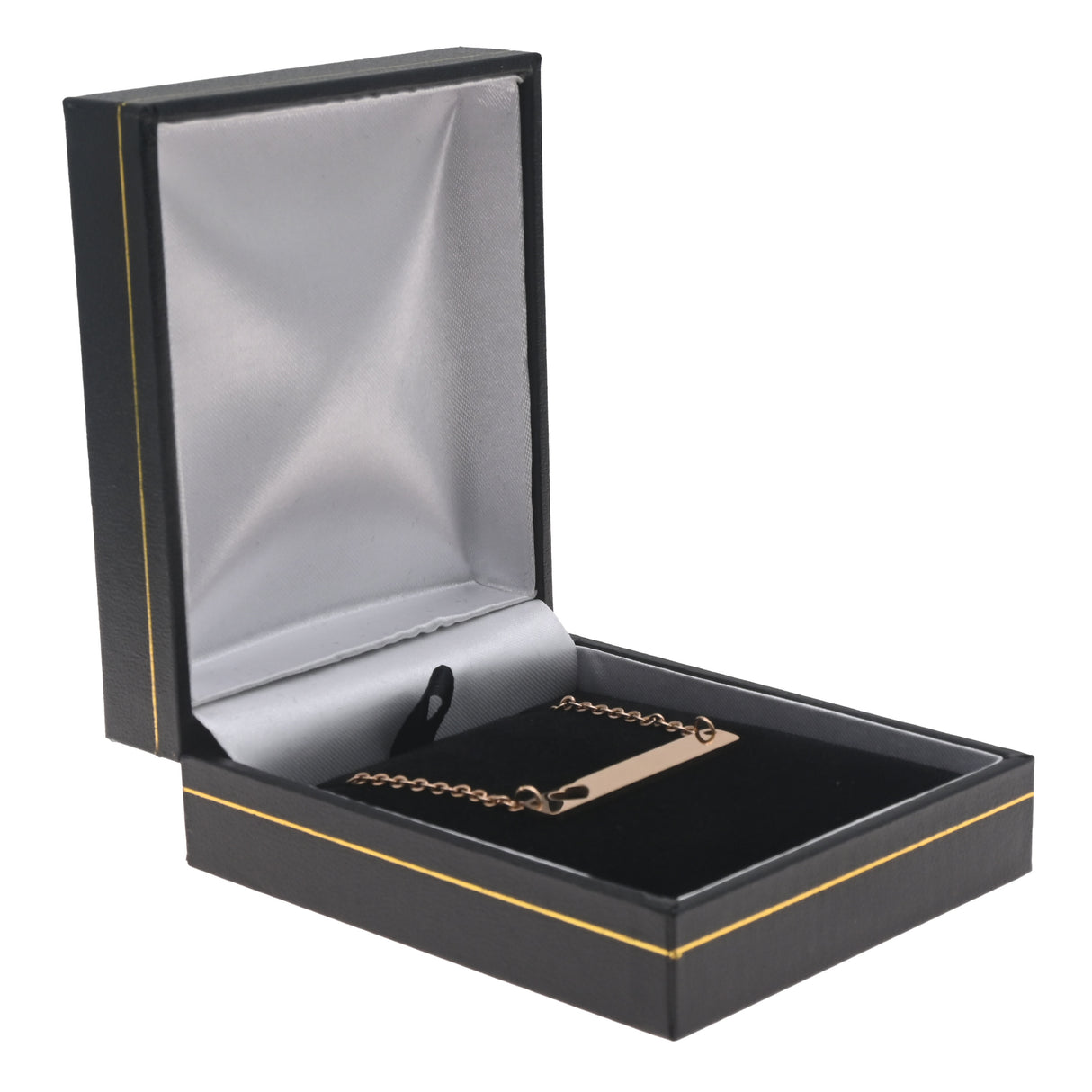 Black Leatherette Pendant Box with Gold Trim - Pack of 24