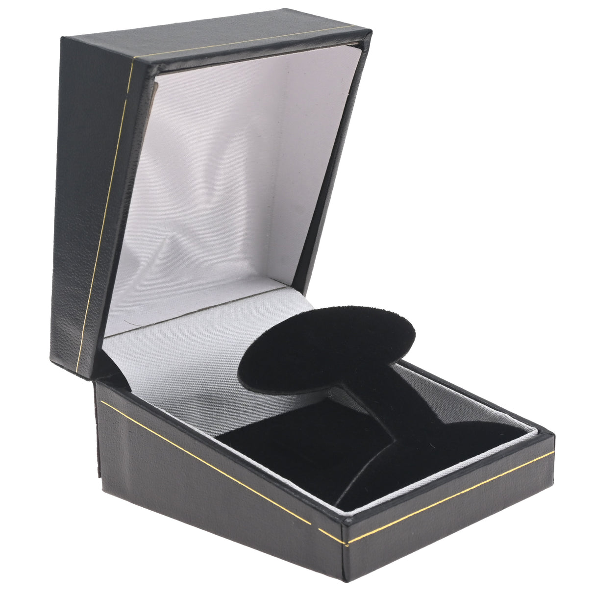 Black Leatherette T-Insert Earring Box with Gold Trim - Pack of 24