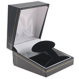 Black Leatherette T-Insert Earring Box with Gold Trim - Pack of 24