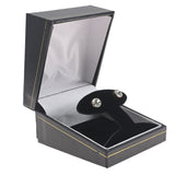 Black Leatherette T-Insert Earring Box with Gold Trim - Pack of 24