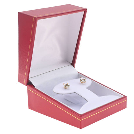 Red Leatherette, Gold Trim, Jewelry T-Insert Earring Box