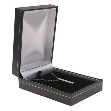 Black Leatherette Earring / Pendant Box with Gold Trim - Pack 24