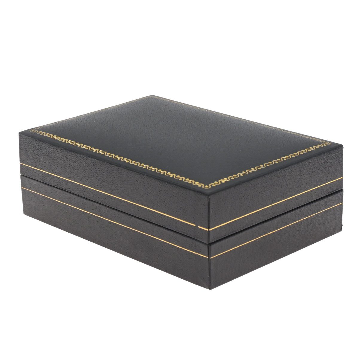 Black Leatherette Earring / Pendant Box with Gold Trim - Pack 24
