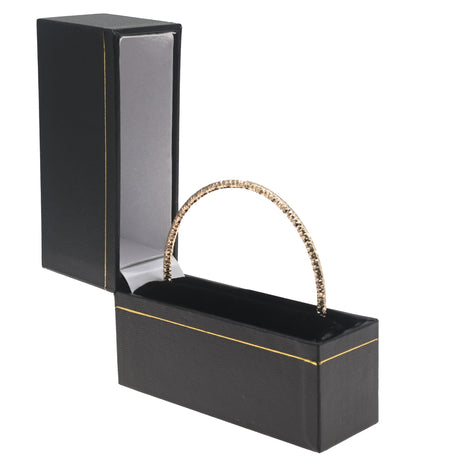 Black Leatherette Bangle Box with Gold Trim - Pack of 12