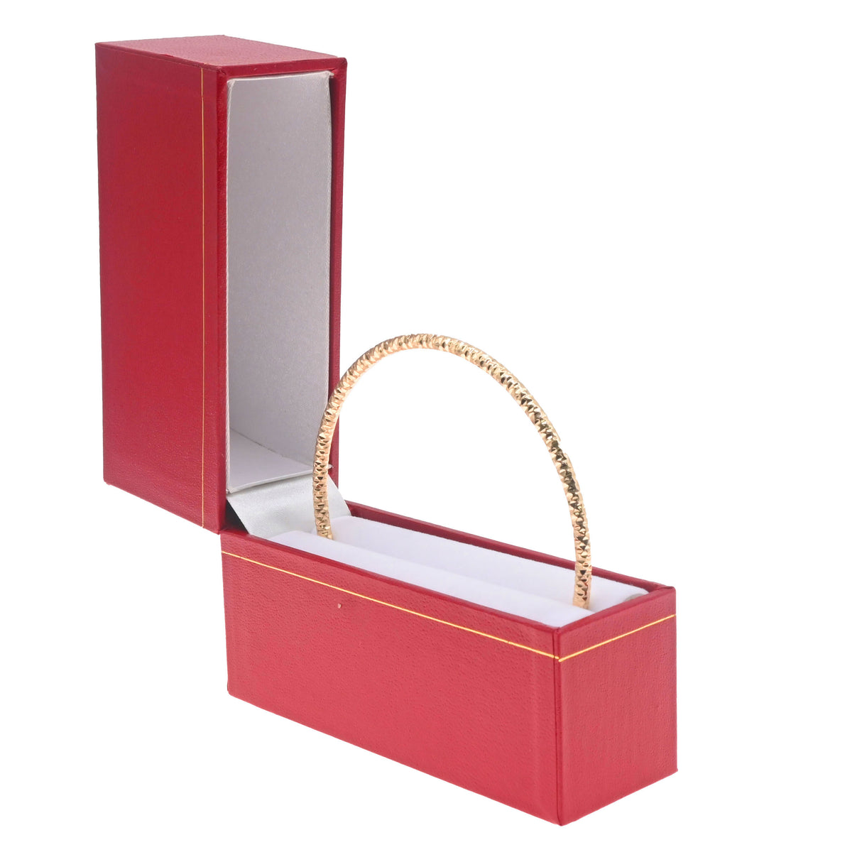 Red Leatherette Gold Trimmed Jewelry Bangle Boxes