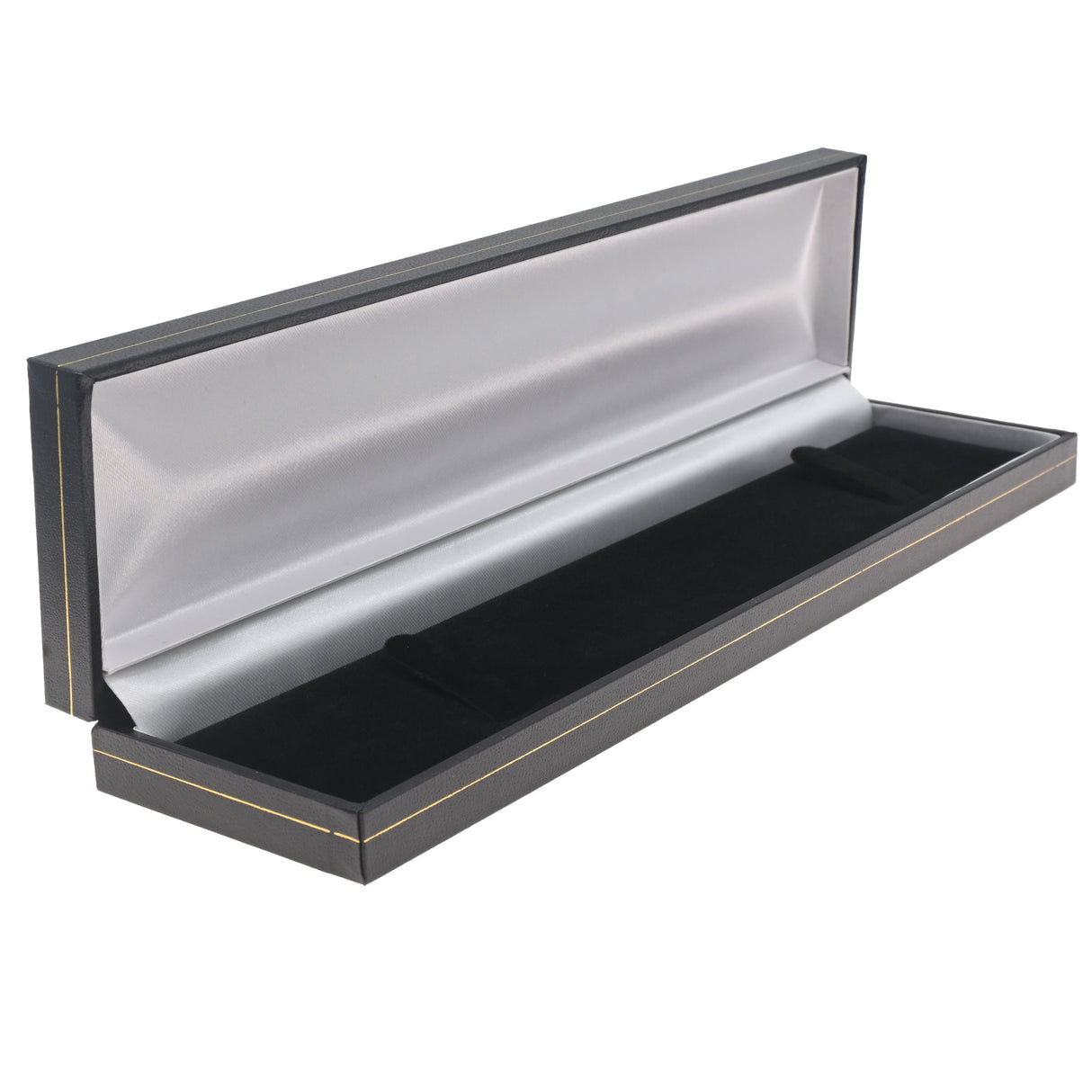 Black Leatherette Bracelet Box with Gold Trim - Pack of 24