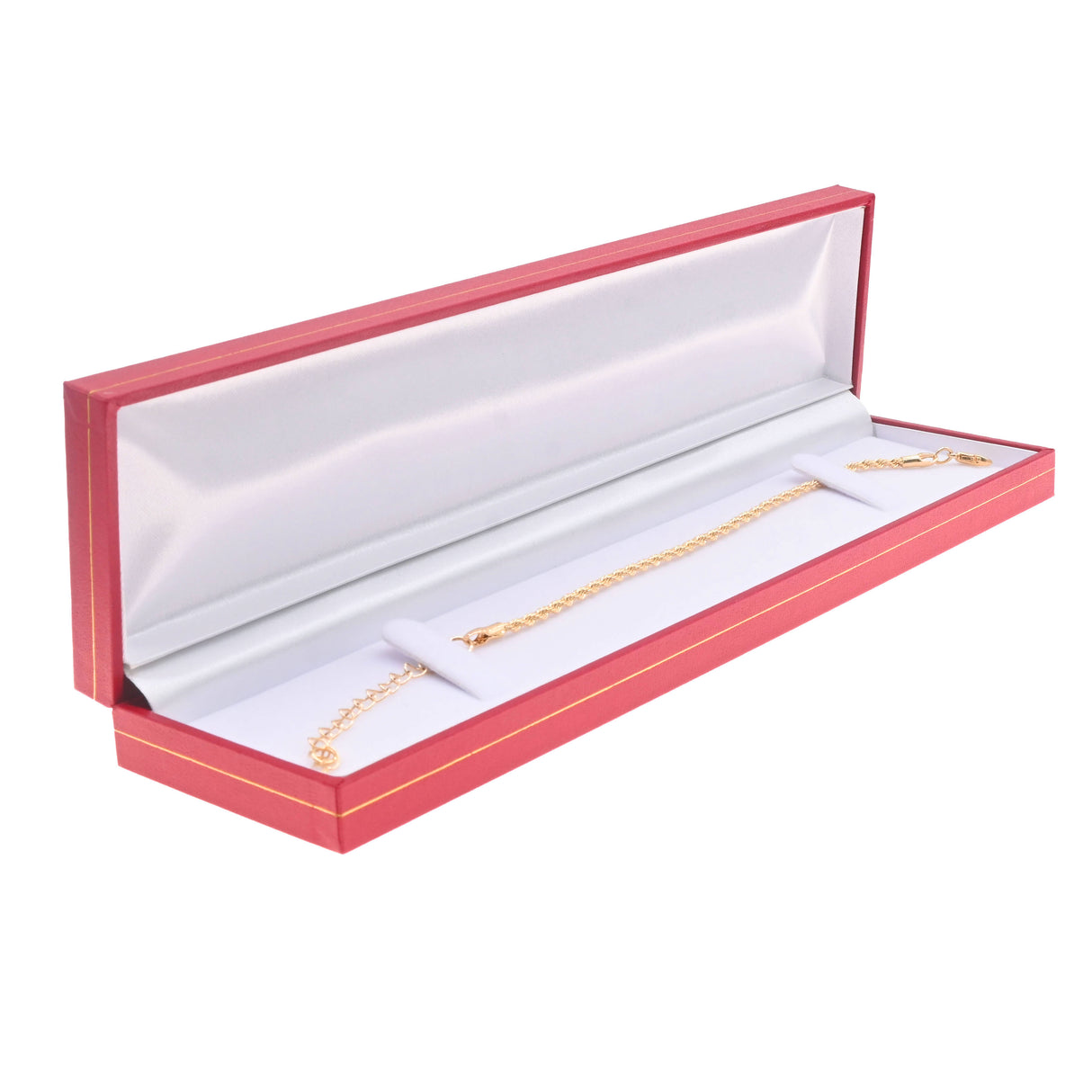 Red Leatherette Gold Trimmed Jewelry Bracelet Boxes