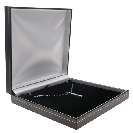 Black Leatherette Necklace Box with Gold Trim - Pack of 12