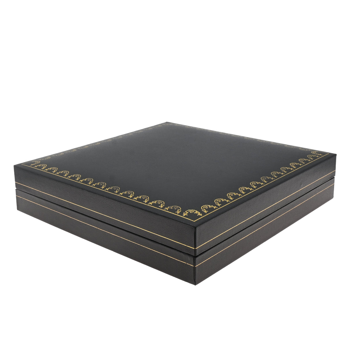 Black Leatherette Necklace Box with Gold Trim - Pack of 12
