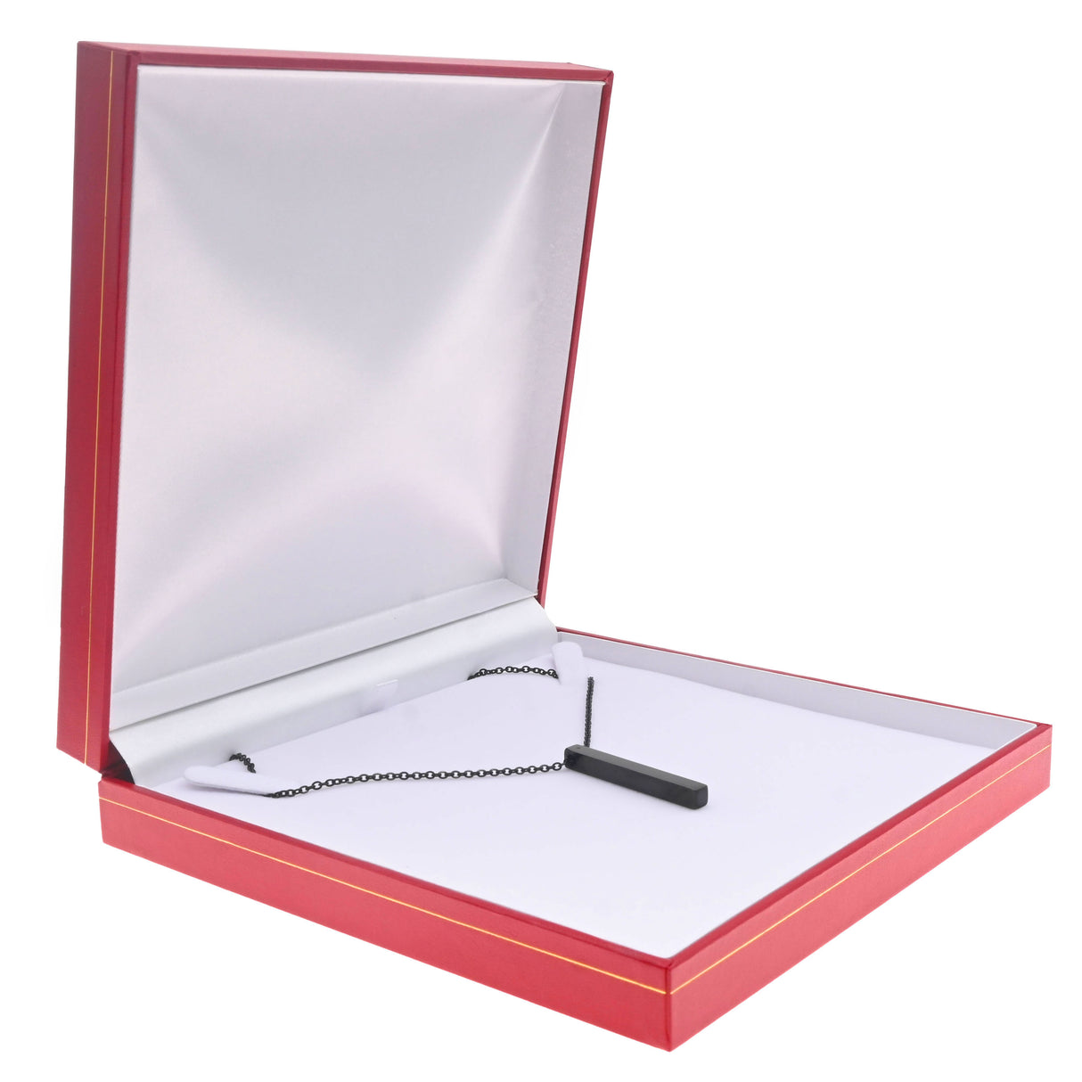 Red Leatherette, Gold Trim, Jewelry Necklace Display Gift Boxes