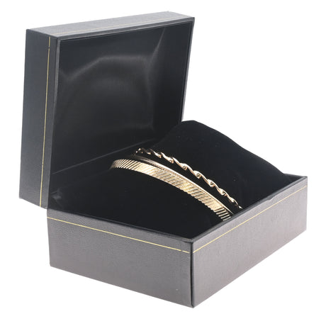 Black Leatherette Watch Pillow Box with Gold Trim - Pack of 6
