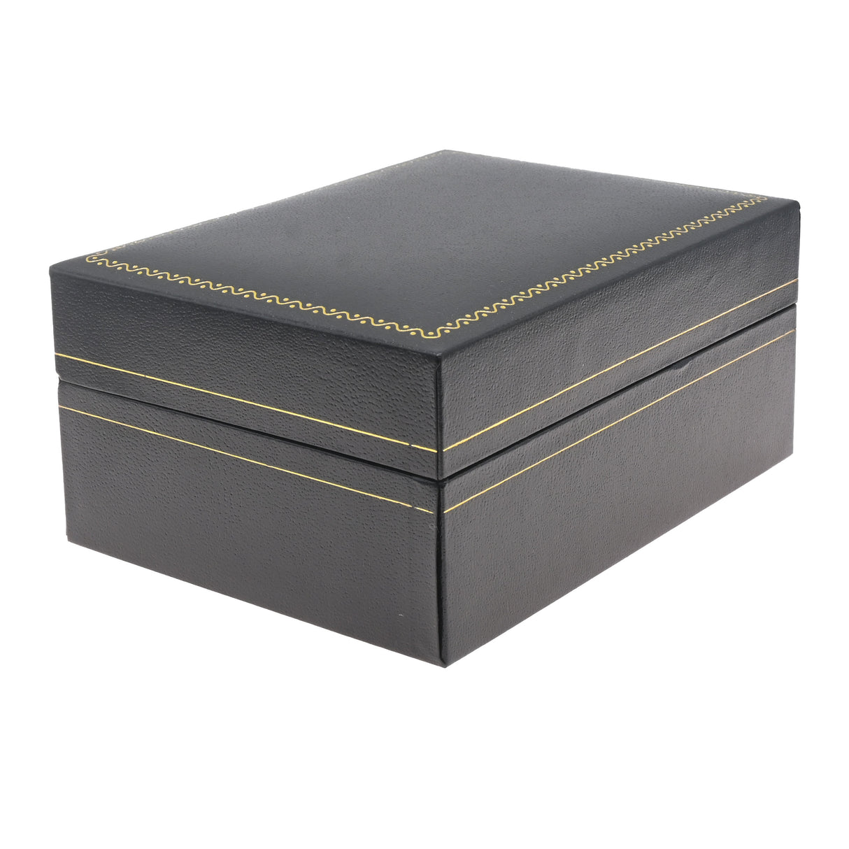 Black Leatherette Watch Pillow Box with Gold Trim - Pack of 6