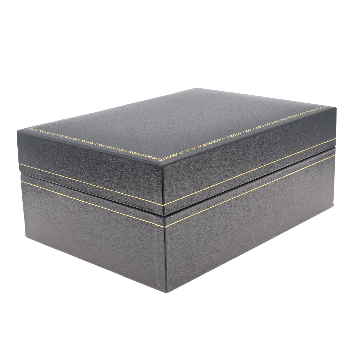 Black Leatherette Watch Pillow Box with Gold Trim - Pack of 6