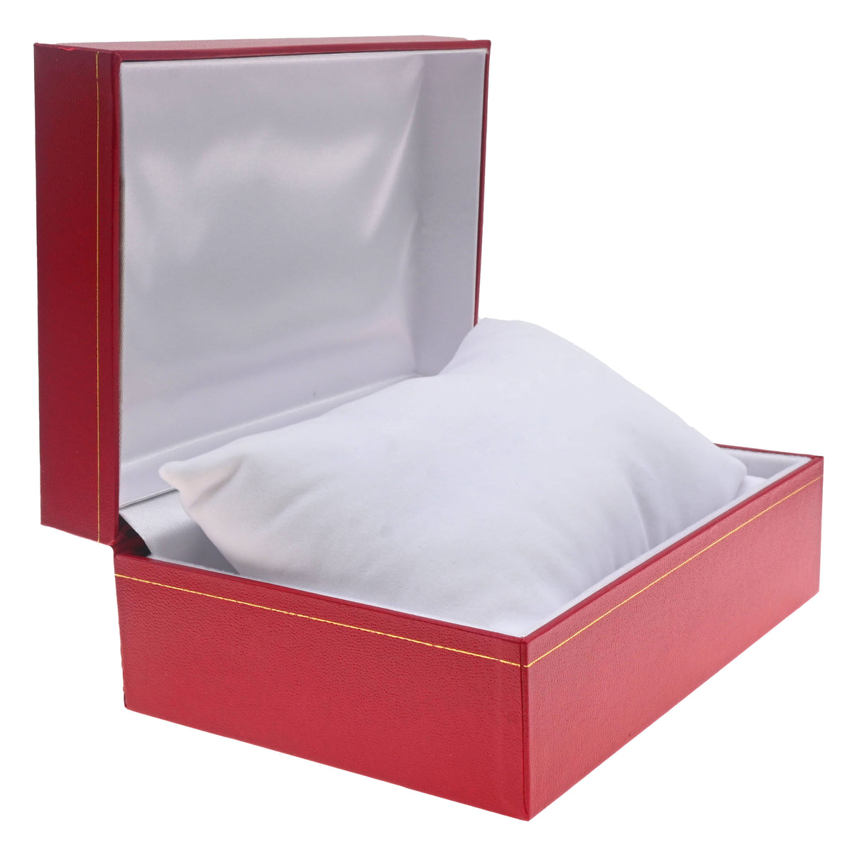Red Leatherette and White Insert Bracelet / Watch Pillow Boxes