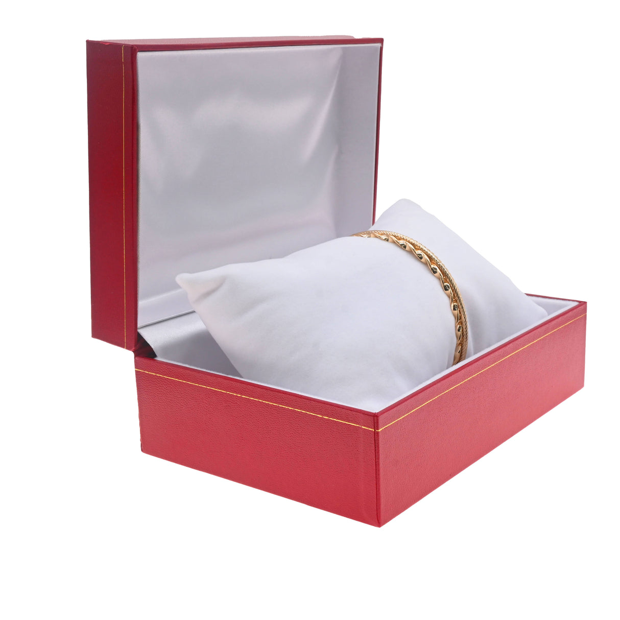 Red Leatherette and White Insert Bracelet / Watch Pillow Boxes