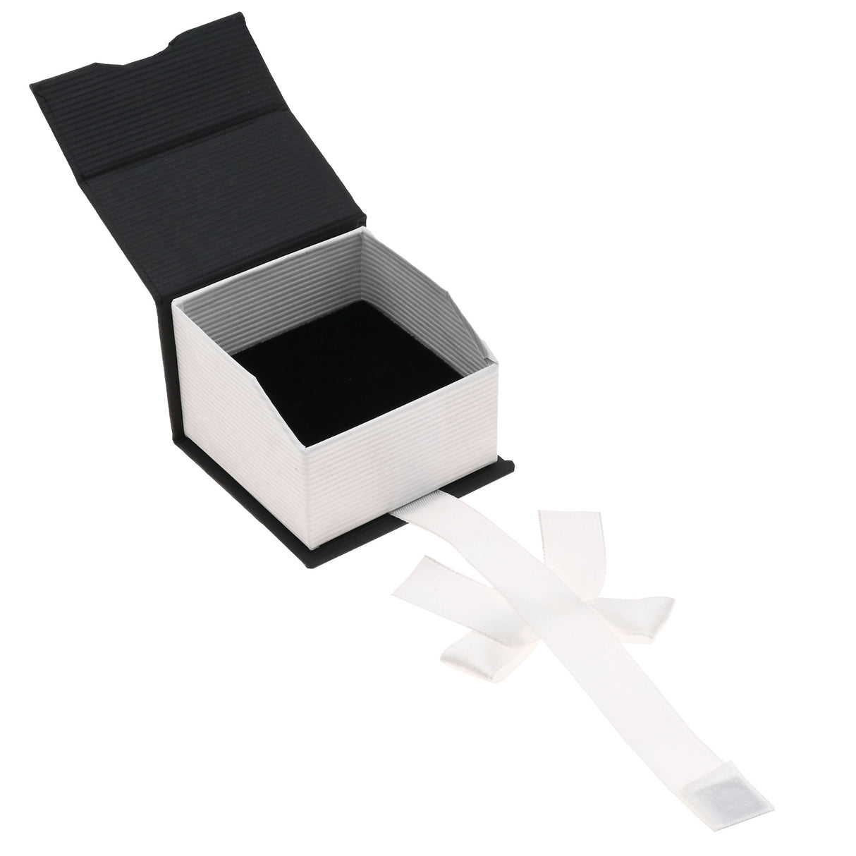 Black & White Magnetic Ribbon Paper Ring Gift Boxes
