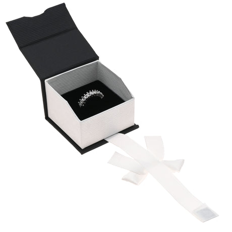 Black & White Magnetic Ribbon Paper Ring Gift Boxes