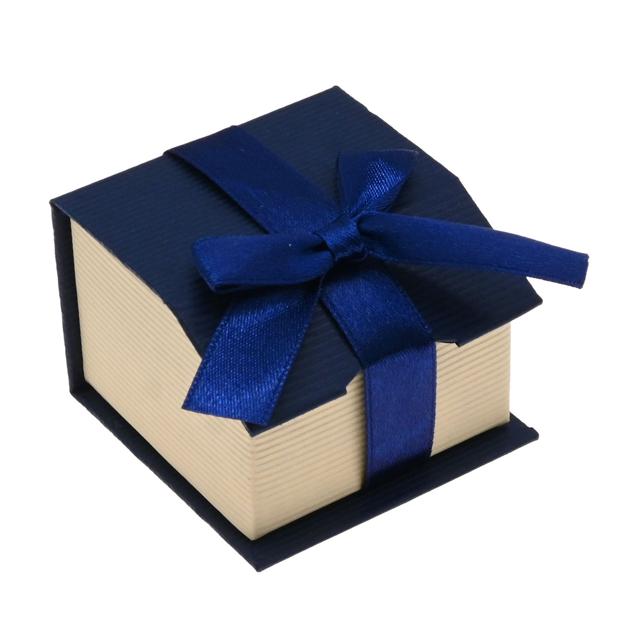 Blue & Cream Magnetic Ribbon Paper Ring Gift Boxes
