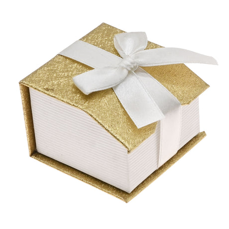 Gold and White Magnetic Ribbon Jewelry Ring Boxes