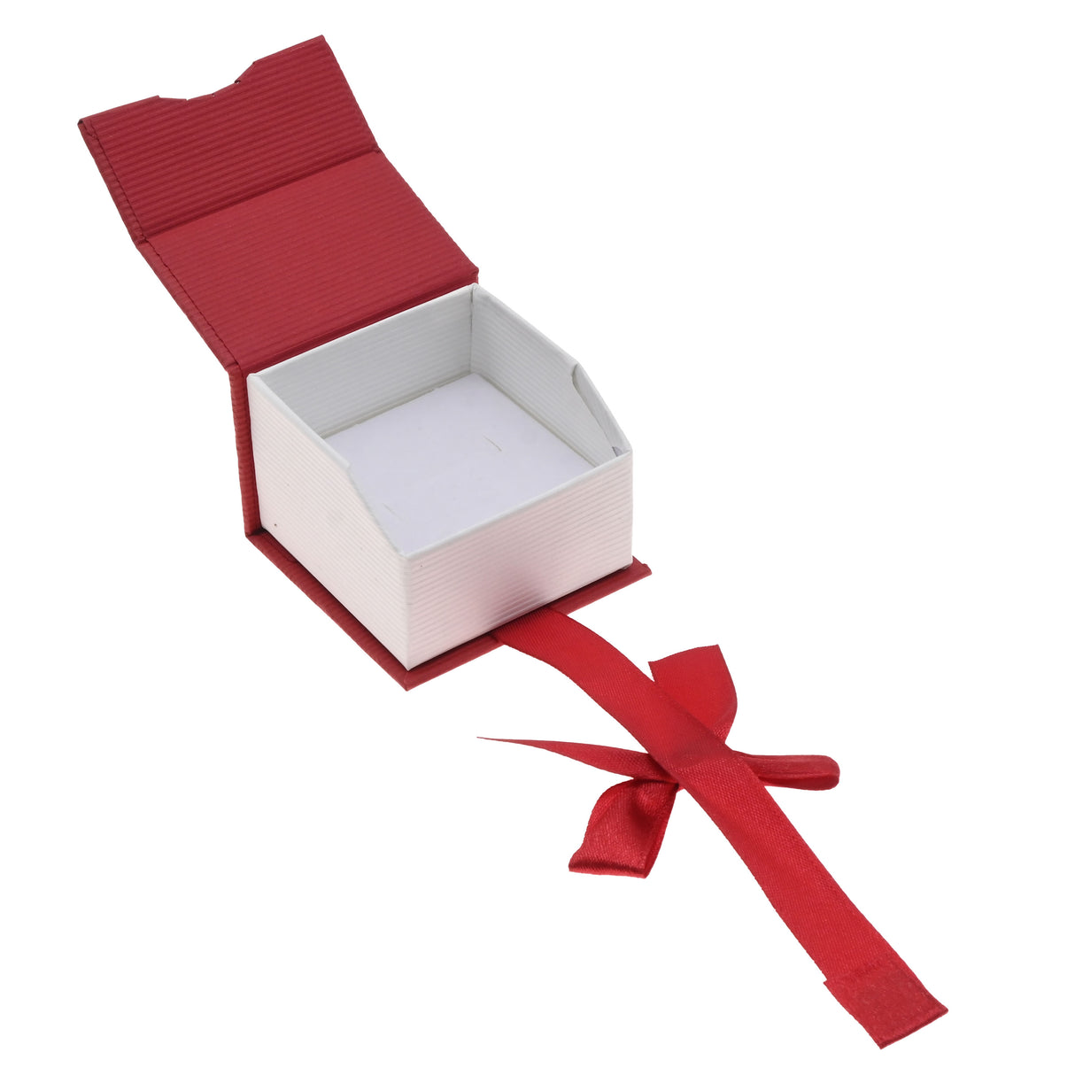 Red and White Magnetic Ribbon Jewelry Ring Gift Boxes